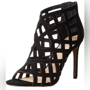 Vince Camuto Black Cutout Suede Stiletto Bootie